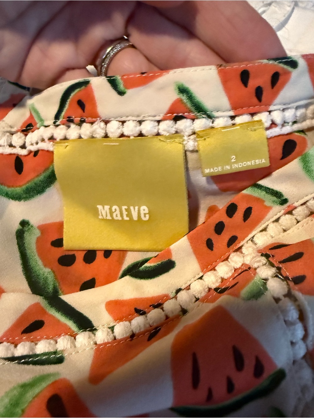 Maeve Cream Sleeveless Top with Pink-Orange Watermelon Print - Picture 8 of 10